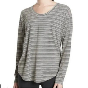 Athleta Cloudlight Stratus Stripe Shirt Black White